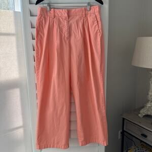 J. CREW Pants Womens 8 Pink Peach Pleated Front Trouser 100% Cotton Poplin